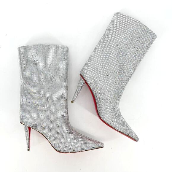 NWOB Christian Louboutin Silver Astrilarge Strass Crystal Ankle Boot size EU 39 - Picture 3 of 11